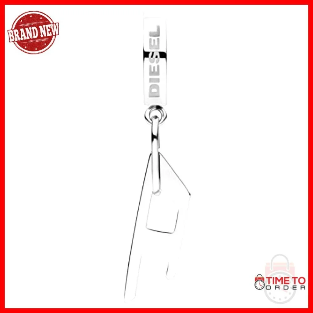 Stainless Steel Hoop Earrings with D-Logo, Push Back Closure